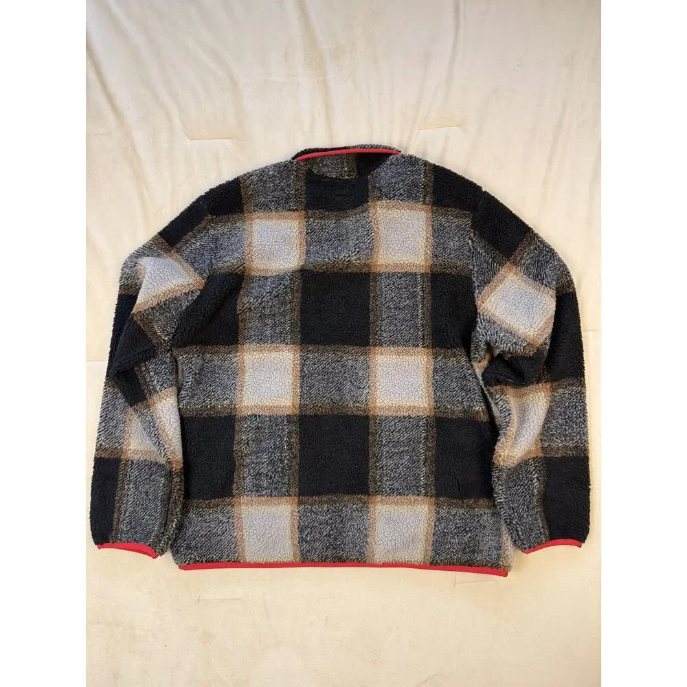 Brixton Buffalo Plaid Sherpa Fleece Jacket Men’s L Black Cream NWT